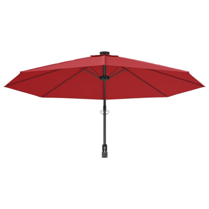 Produktbild för Väggmonterat parasoll med LED-lampor klarröd 290 cm