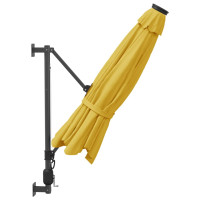 Miniatyr av produktbild för Väggmonterat parasoll med LED-lampor gul 290 cm