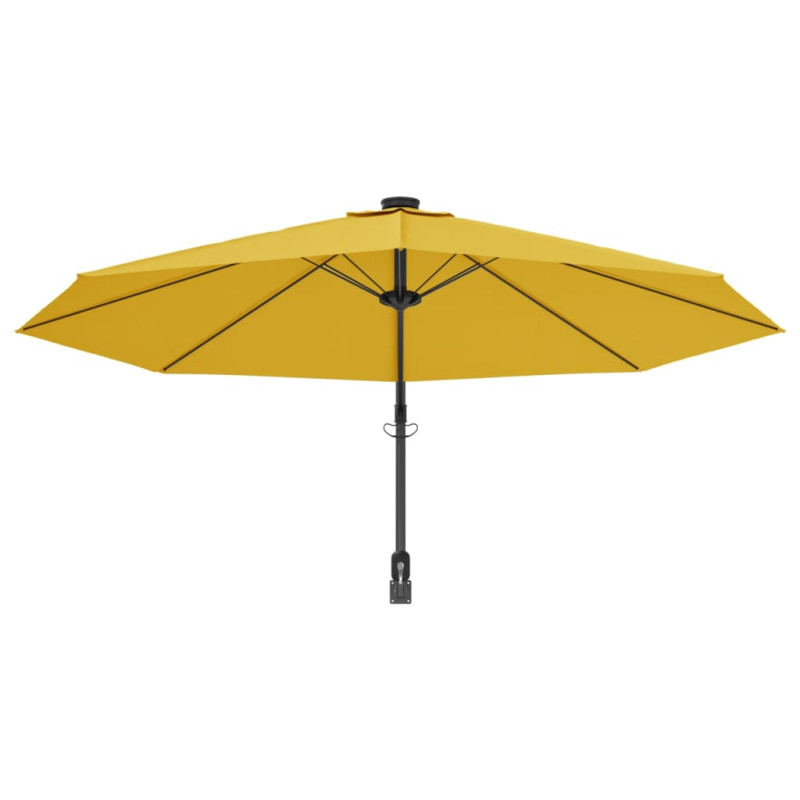 Produktbild för Väggmonterat parasoll med LED-lampor gul 290 cm