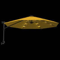 Miniatyr av produktbild för Väggmonterat parasoll med LED-lampor gul 290 cm