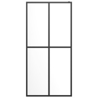 Produktbild för Duschvägg med hylla svart 90x195 cm ESG-glas&aluminium