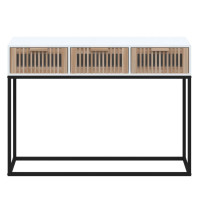Miniatyr av produktbild för Konsolbord vit 105x30x75 cm konstruerat trä och järn