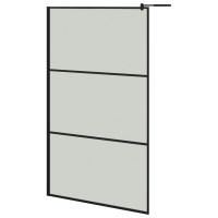 Produktbild för Duschvägg med hylla svart 115x195 cm ESG-glas&aluminium