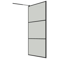 Produktbild för Duschvägg med hylla svart 115x195 cm ESG-glas&aluminium