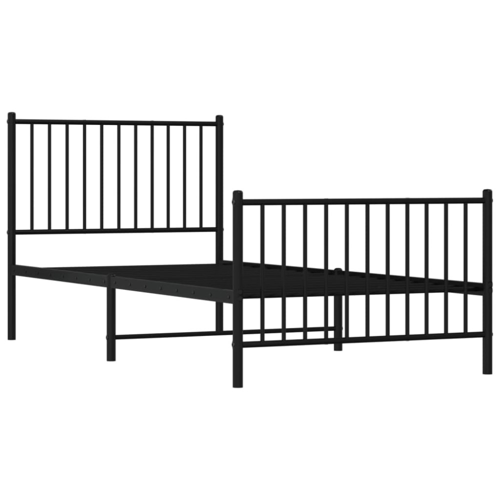 Produktbild för Sängram med huvudgavel och fotgavel svart metall 90x200 cm