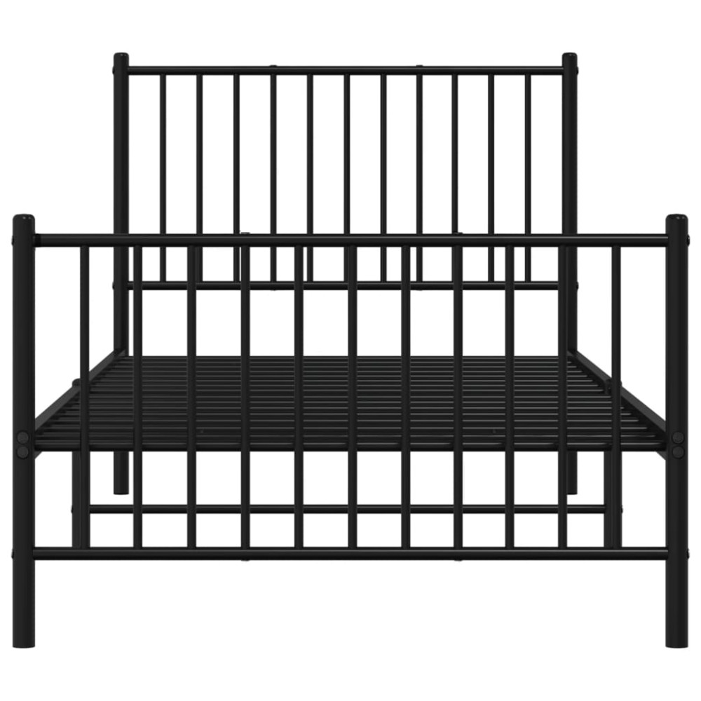 Produktbild för Sängram med huvudgavel och fotgavel svart metall 90x200 cm