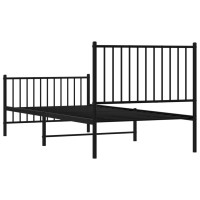 Produktbild för Sängram med huvudgavel och fotgavel svart metall 90x200 cm