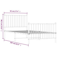 Produktbild för Sängram med huvudgavel och fotgavel svart metall 90x200 cm