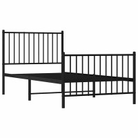 Produktbild för Sängram med huvudgavel och fotgavel svart metall 90x190 cm