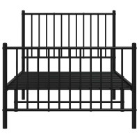 Produktbild för Sängram med huvudgavel och fotgavel svart metall 90x190 cm