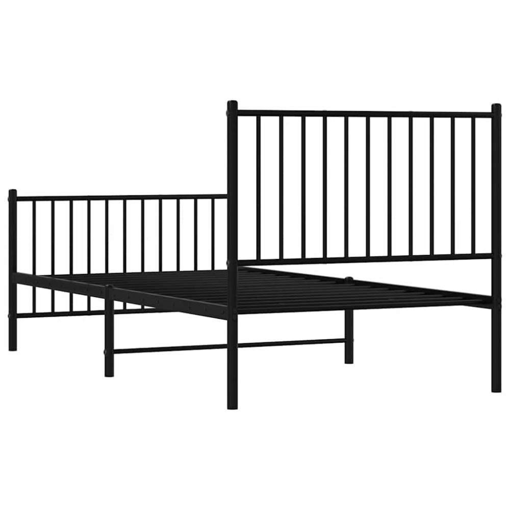 Produktbild för Sängram med huvudgavel och fotgavel svart metall 90x190 cm