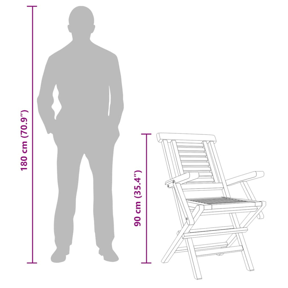 Produktbild för Hopfällbara trädgårdsstolar 2 st 56x63x90 cm massiv teak