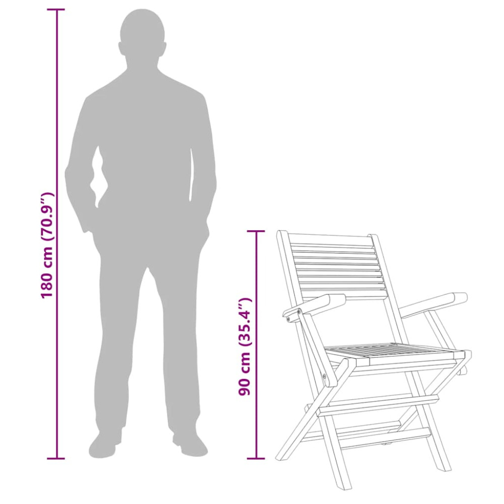 Produktbild för Hopfällbara trädgårdsstolar 2 st 55x62x90 cm massiv teak