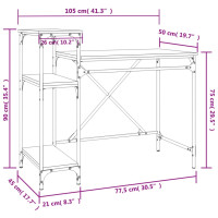 Produktbild för Skrivbord m. hyllor grå sonoma 105x50x90cm konstruerat trä&järn