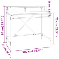 Produktbild för Skrivbord sonoma-ek 100x50x90 cm konstruerat trä och järn