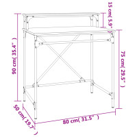 Produktbild för Skrivbord rökfärgad ek 80x50x90 cm konstruerat trä och järn