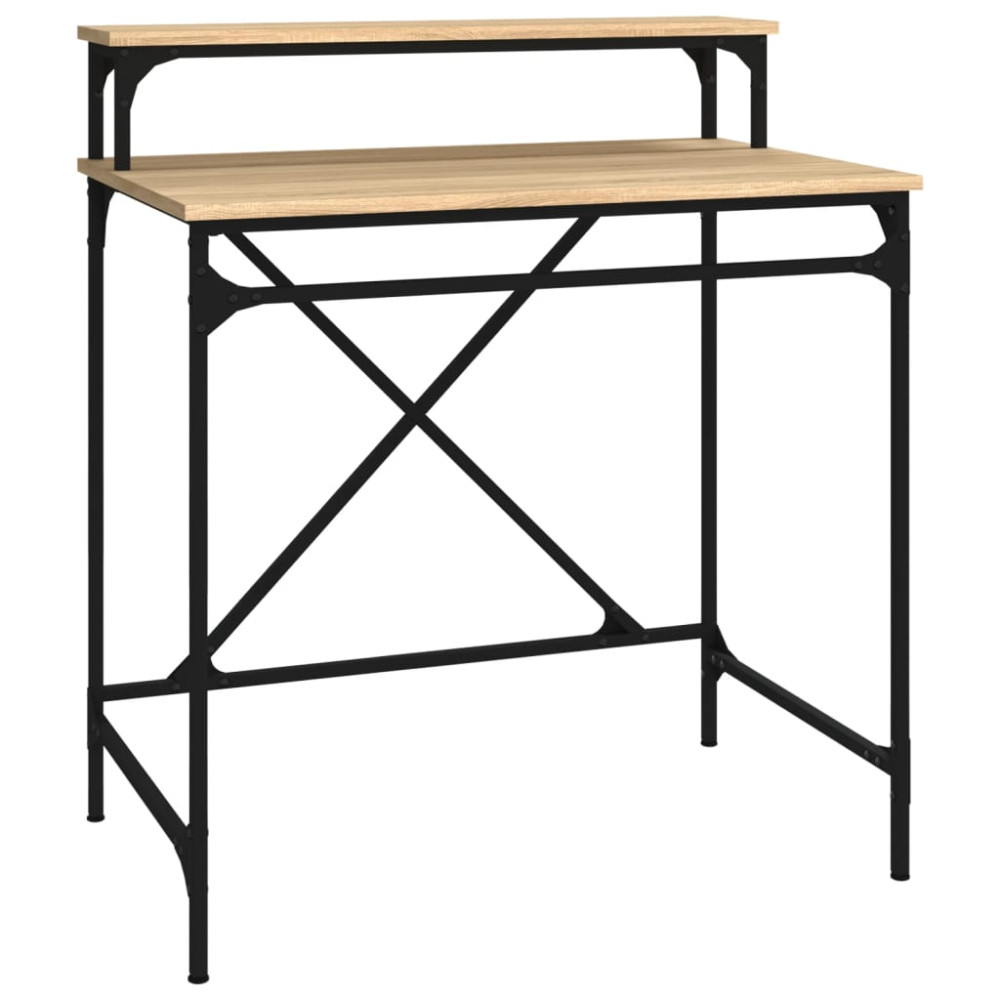 Produktbild för Skrivbord sonoma-ek 80x50x90 cm konstruerat trä och järn