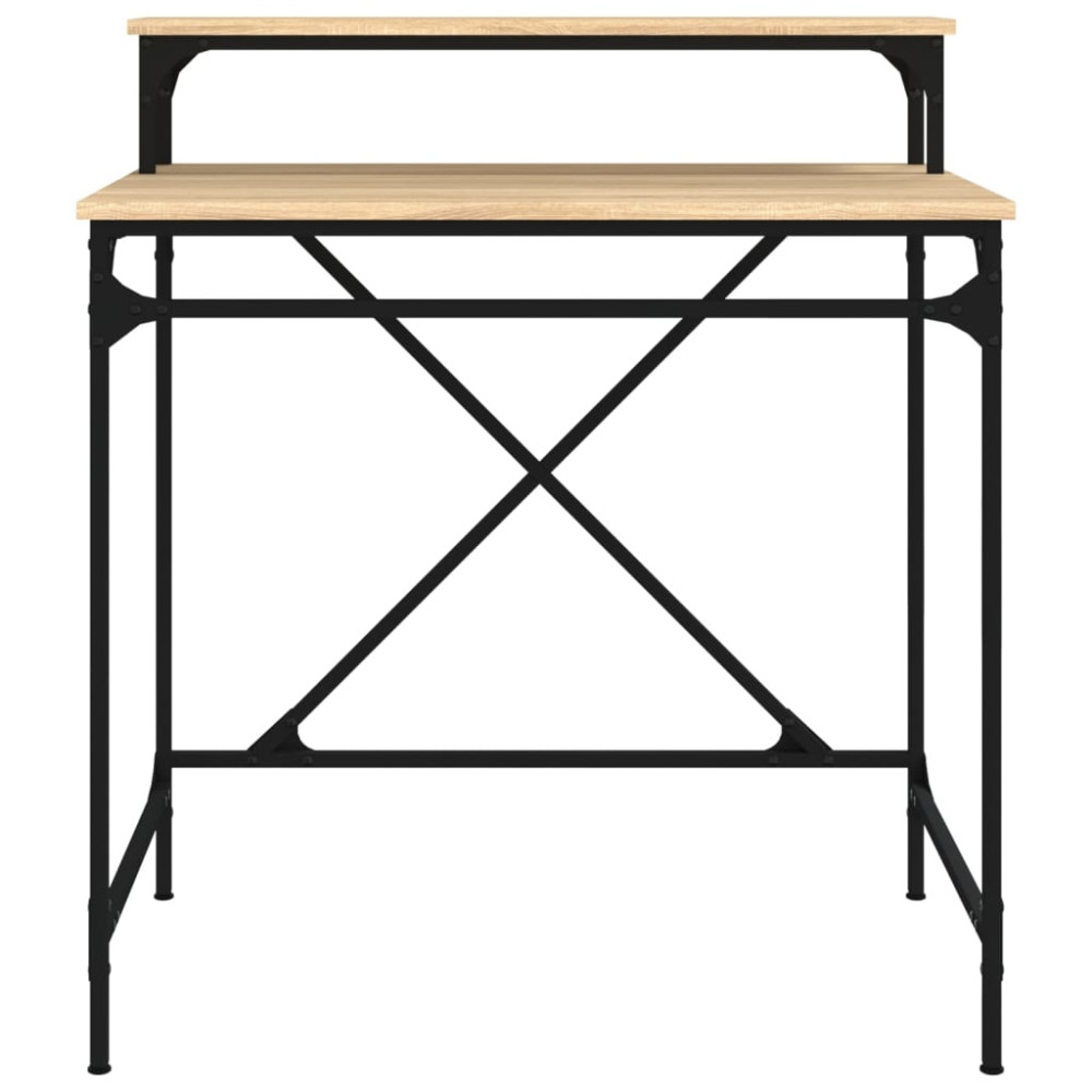 Produktbild för Skrivbord sonoma-ek 80x50x90 cm konstruerat trä och järn