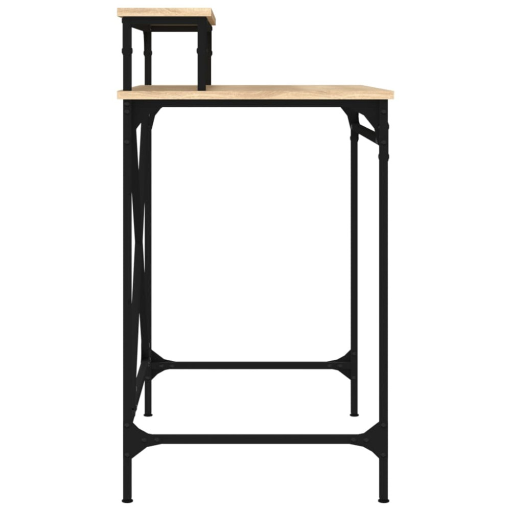Produktbild för Skrivbord sonoma-ek 80x50x90 cm konstruerat trä och järn