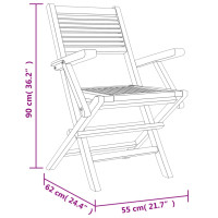 Produktbild för Hopfällbara trädgårdsstolar 6 st 55x62x90 cm massiv teak