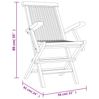 Produktbild för Hopfällbara trädgårdsstolar 6 st grå 56x61x89 cm massiv teak