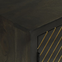 Produktbild för Skänk med 2 dörrar svart & guld 55x30x75 cm massivt mangoträ