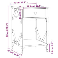 Produktbild för Sängbord rökfärgad ek 40x42x60 cm konstruerat trä