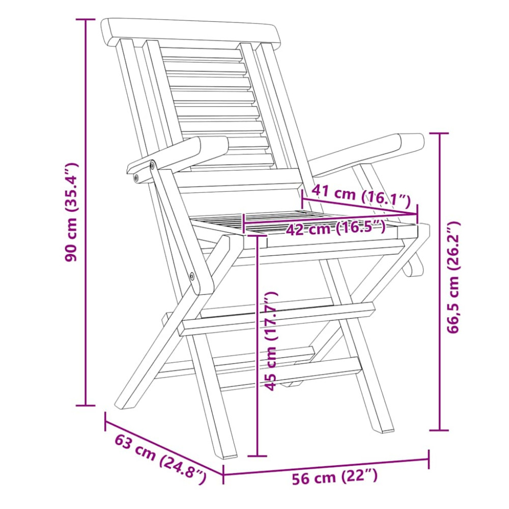 Produktbild för Hopfällbara trädgårdsstolar 4 st 56x63x90 cm massiv teak
