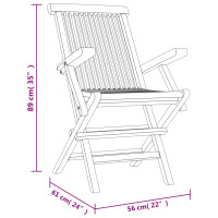 Produktbild för Hopfällbara trädgårdsstolar 4 st grå 56x61x89 cm massiv teak