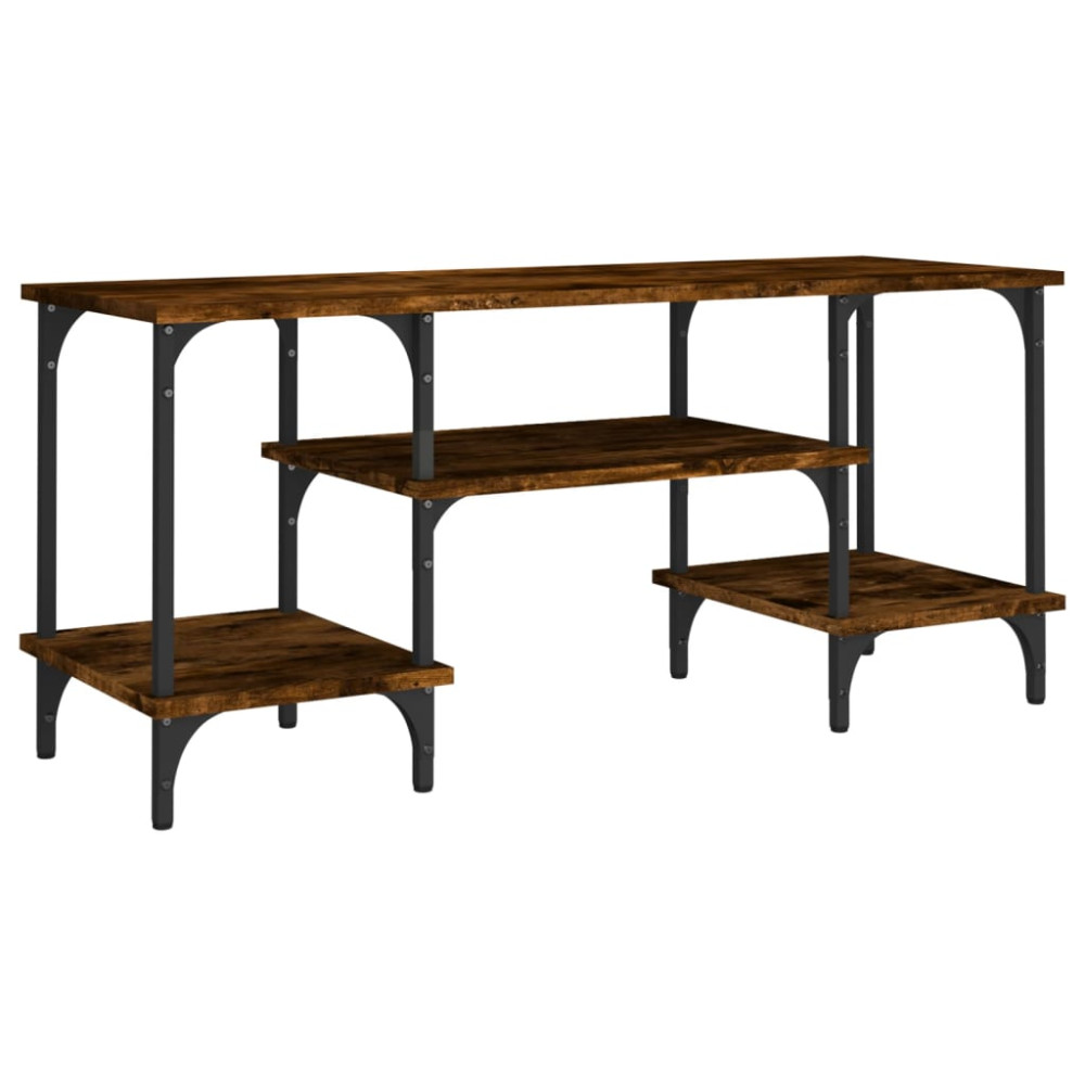 Produktbild för Tv-bänk rökfärgad ek 102x35x45,5 cm konstruerat trä