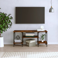 Produktbild för Tv-bänk rökfärgad ek 102x35x45,5 cm konstruerat trä