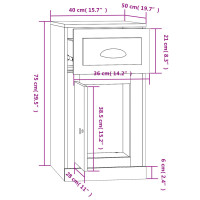 Produktbild för Sidoskåp m. byrålåda betonggrå 40x50x75 cm konstruerat trä