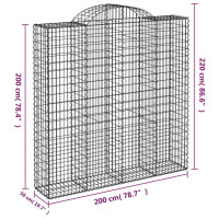 Produktbild för Gabioner bågformade 2 st 200x50x200/220 cm galvaniserat järn