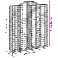 Produktbild för Gabioner bågformade 9 st 200x50x220/240 cm galvaniserat järn