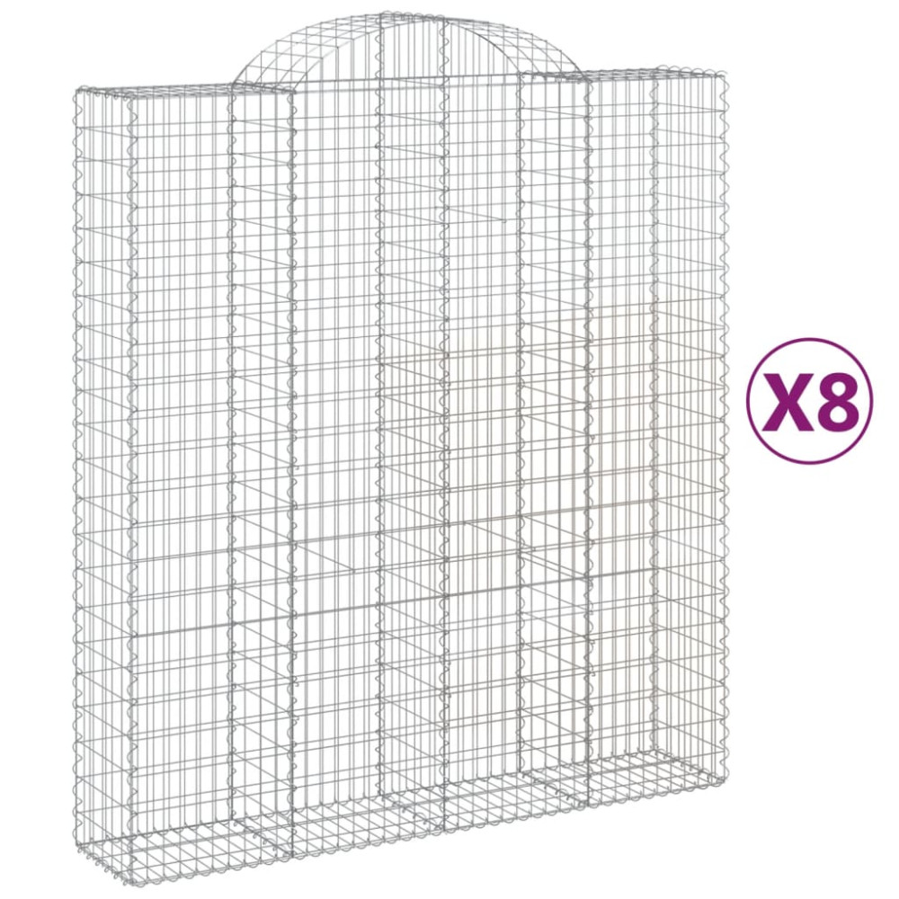 Produktbild för Gabioner bågformade 8 st 200x50x220/240 cm galvaniserat järn