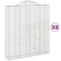Produktbild för Gabioner bågformade 8 st 200x50x220/240 cm galvaniserat järn
