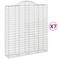 Produktbild för Gabioner bågformade 7 st 200x50x220/240 cm galvaniserat järn