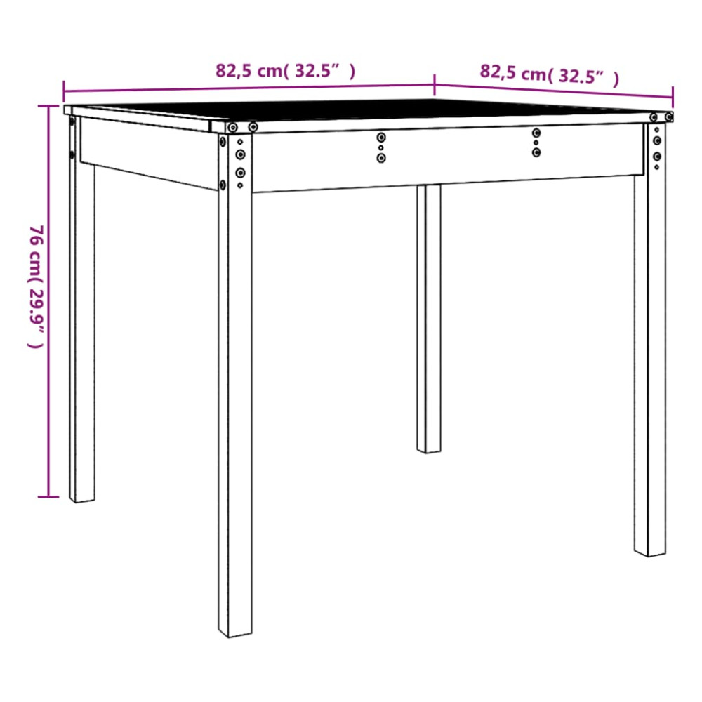 Produktbild för Trädgårdsbord 82,5x82,5x76 cm massiv furu
