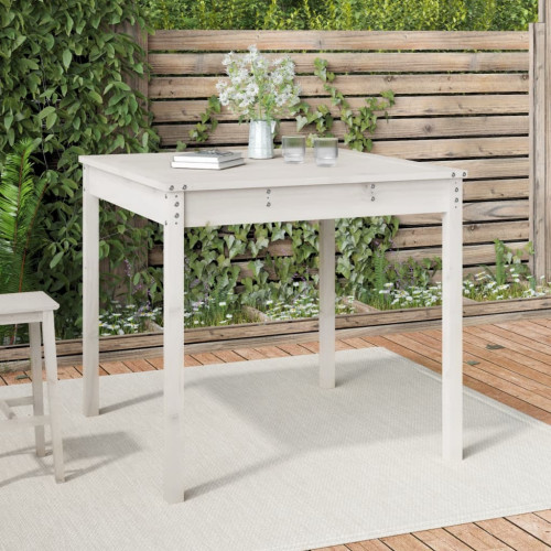 vidaXL Trädgårdsbord vit 82,5x82,5x76 cm massiv furu