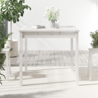 Produktbild för Trädgårdsbord vit 82,5x82,5x76 cm massiv furu