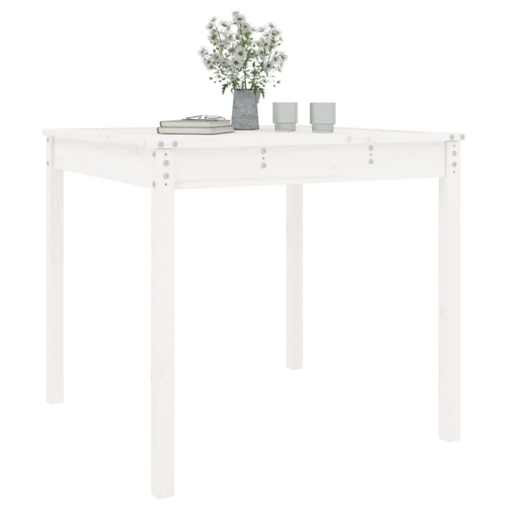 Produktbild för Trädgårdsbord vit 82,5x82,5x76 cm massiv furu