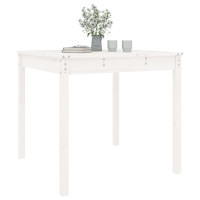 Produktbild för Trädgårdsbord vit 82,5x82,5x76 cm massiv furu