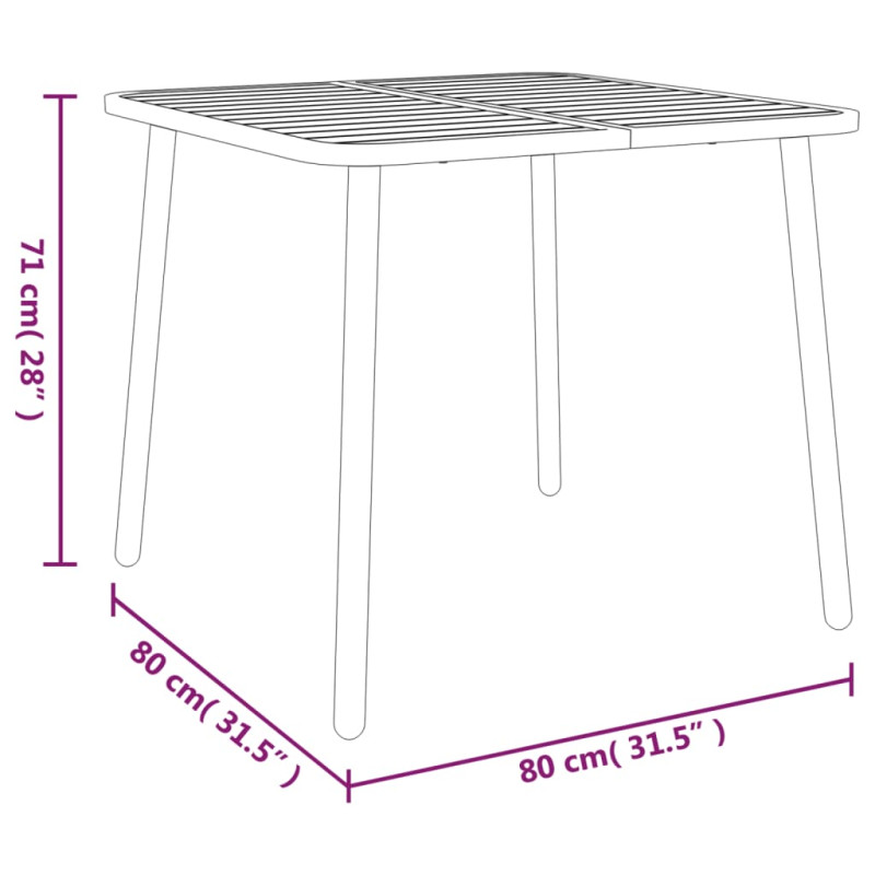 Produktbild för Trädgårdsbord antracit 80x80x71 cm stål