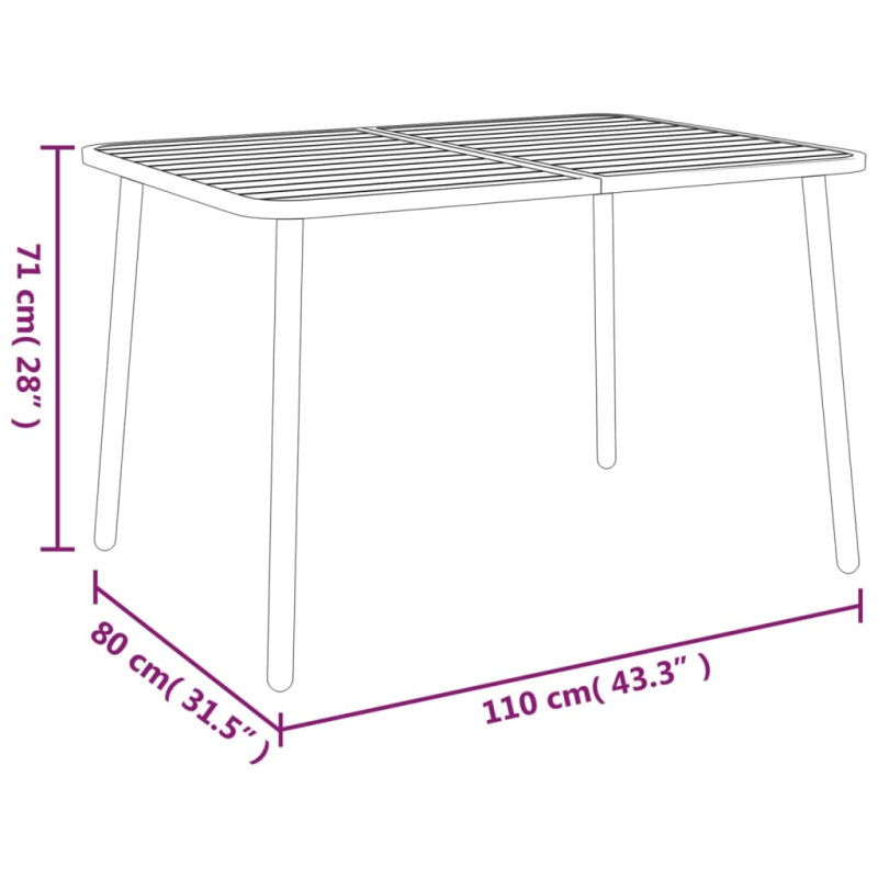 Produktbild för Trädgårdsbord antracit 110x80x71 cm stål