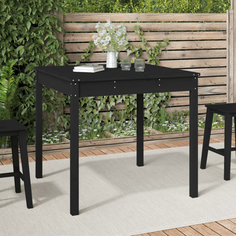 Produktbild för Trädgårdsbord svart 82,5x82,5x76 cm massiv furu