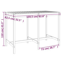 Produktbild för Trädgårdsbord honungsbrun 159,5x82,5x110 cm massiv furu