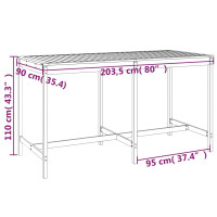 Produktbild för Trädgårdsbord honungsbrun 203,5x90x110 cm massiv furu