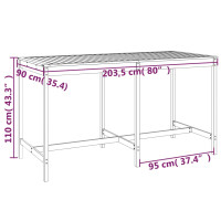 Produktbild för Trädgårdsbord vit 203,5x90x110 cm massiv furu