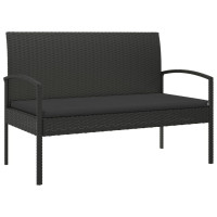 Produktbild för Trädgårdsbänk med dyna svart 105 cm konstrotting