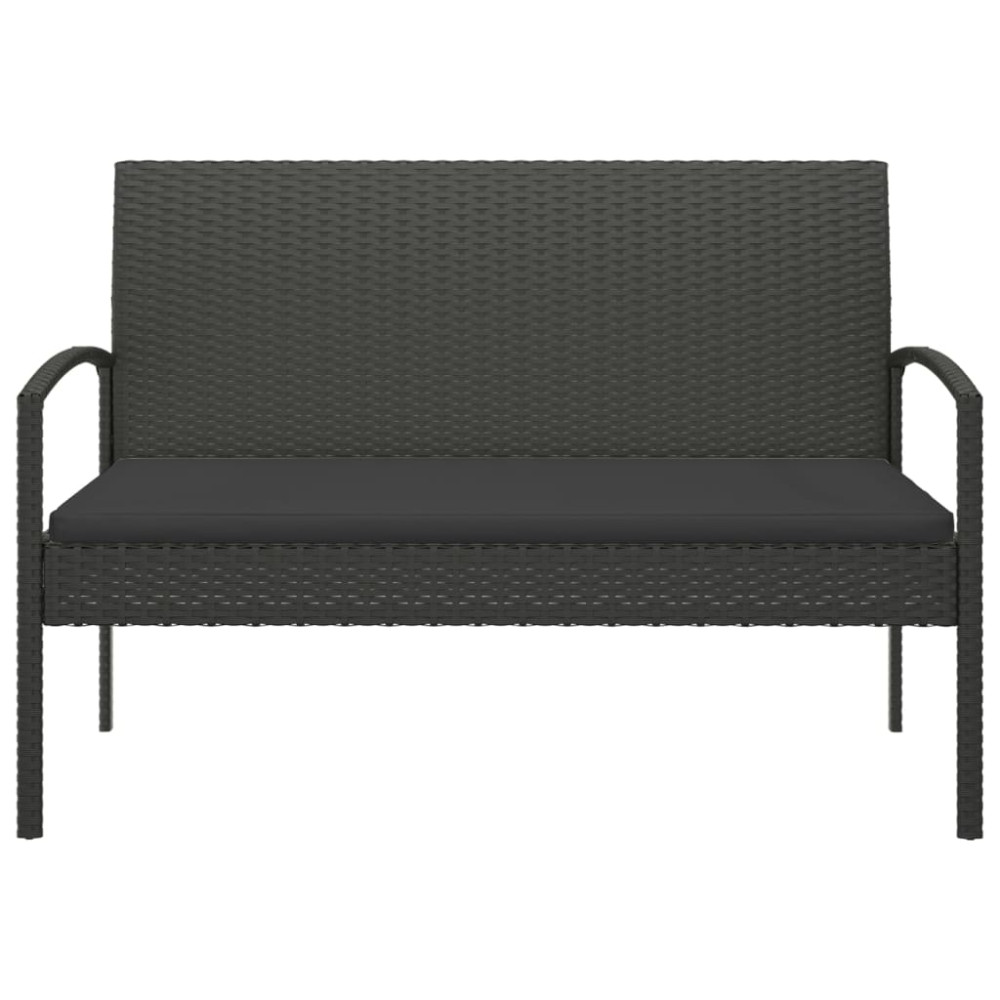 Produktbild för Trädgårdsbänk med dyna svart 105 cm konstrotting